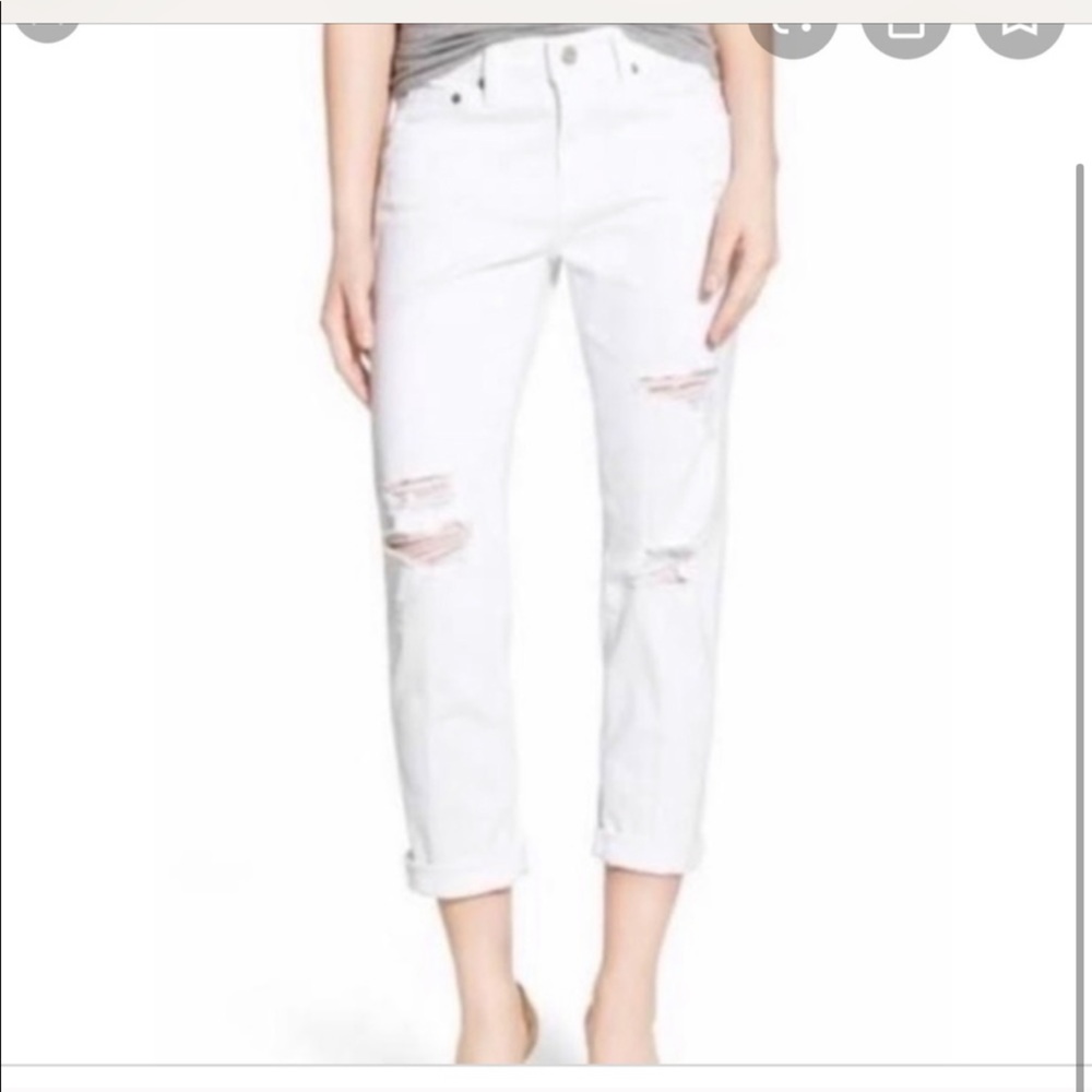 New AG-Ed Denim Ex Boyfriend White Jeans